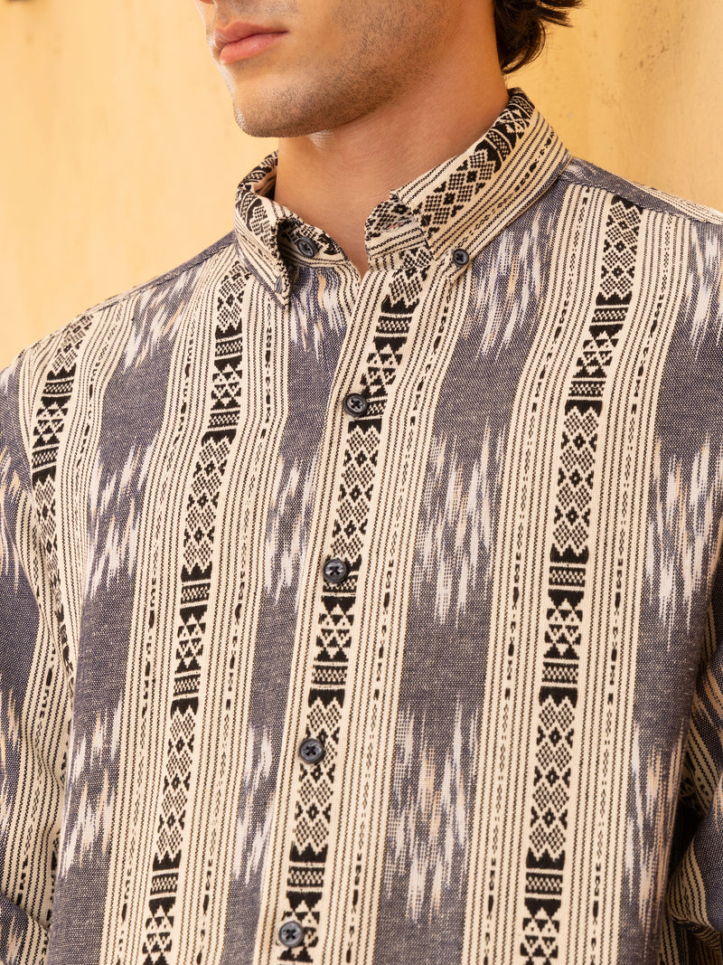 Yarn Dyed jacquard Stripes Regular Fit Shirt