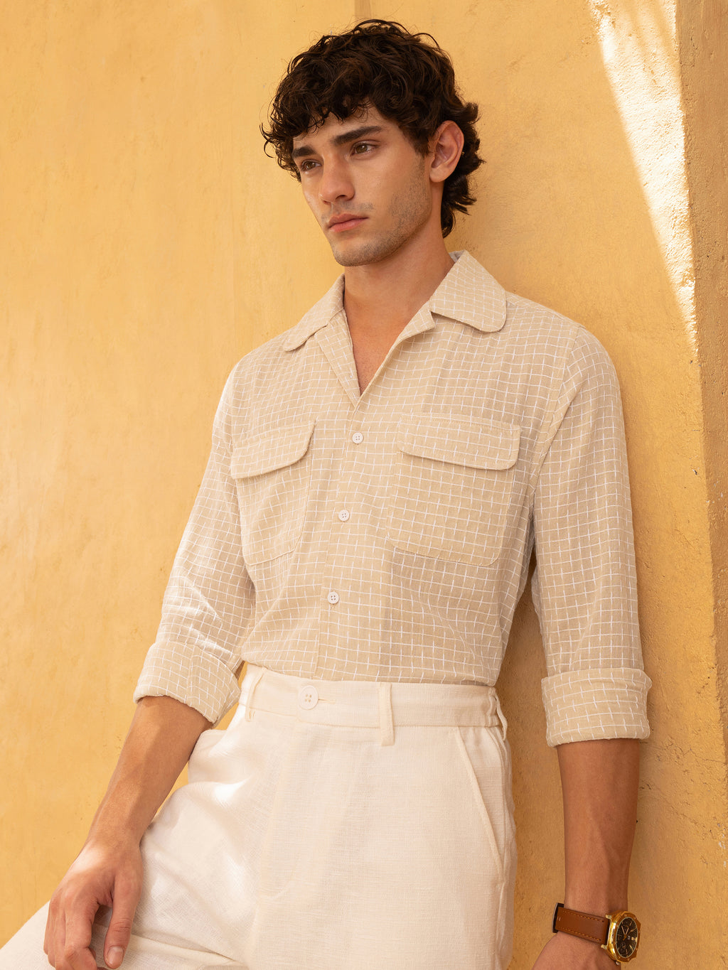 Double cloth Jacquard Regular Fit Shirt