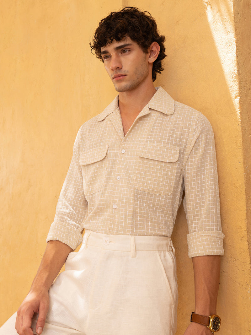 Double cloth Jacquard Regular Fit Shirt