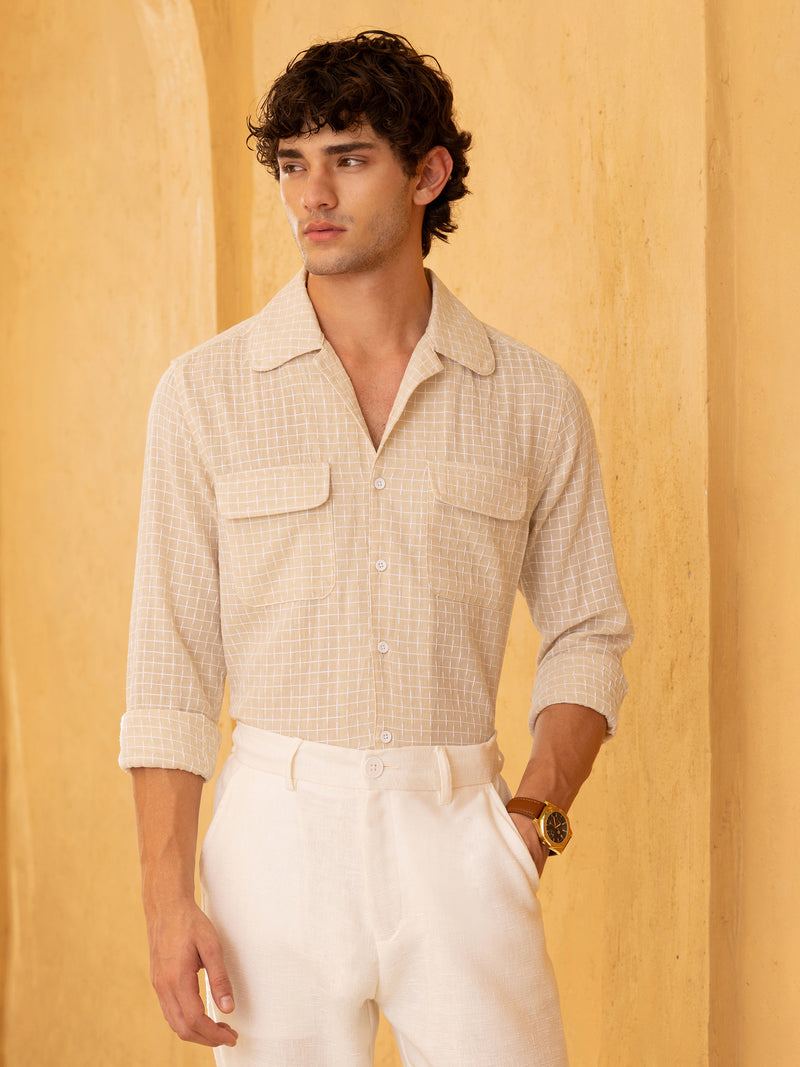 Double cloth Jacquard Regular Fit Shirt
