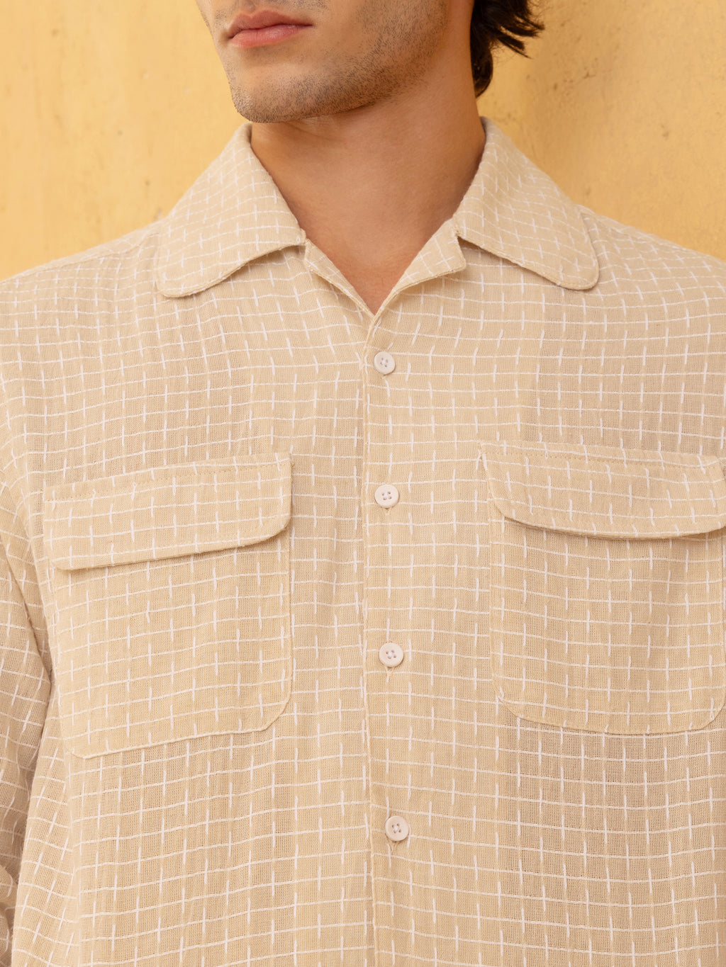 Double cloth Jacquard Regular Fit Shirt
