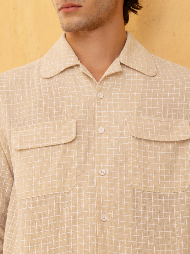 Double cloth Jacquard Regular Fit Shirt