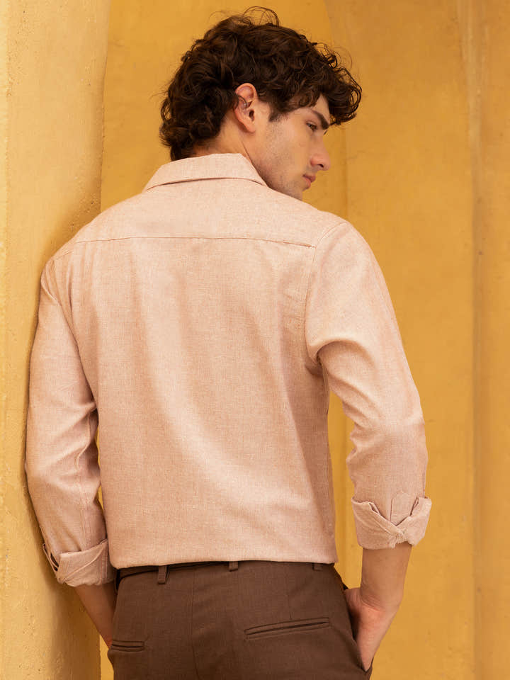 Flap Pocket Soild Regular Fit Shirt