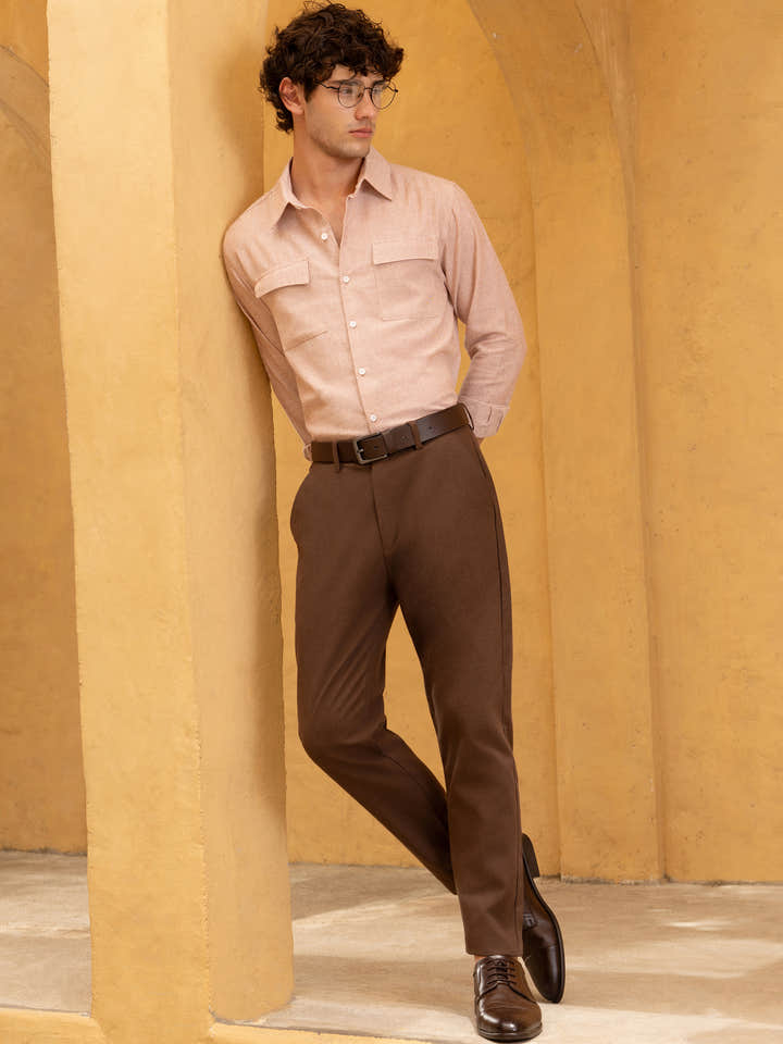 Flap Pocket Soild Regular Fit Shirt