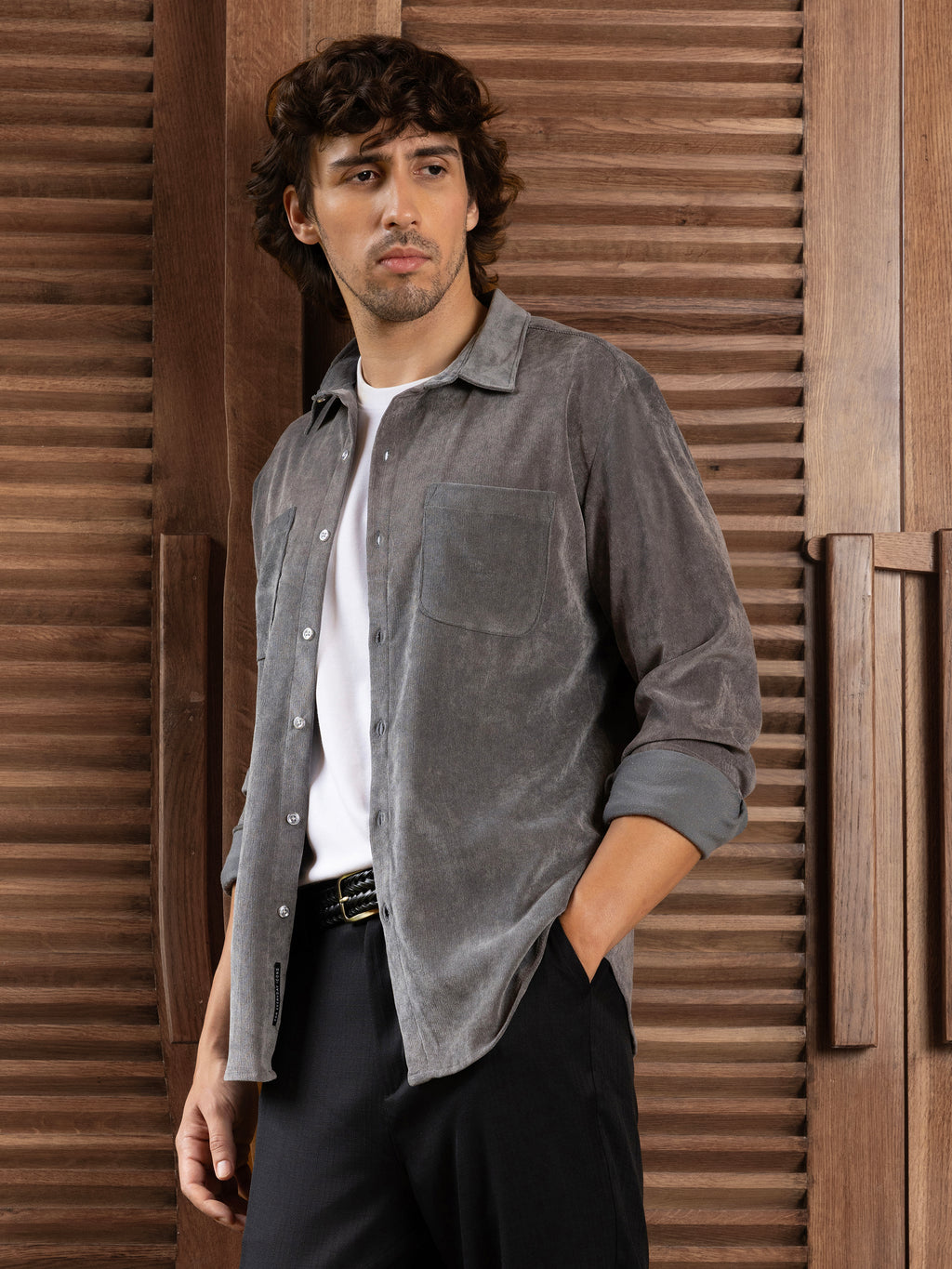 CAHOOT Men's Grey Self Design Shirt - view 1