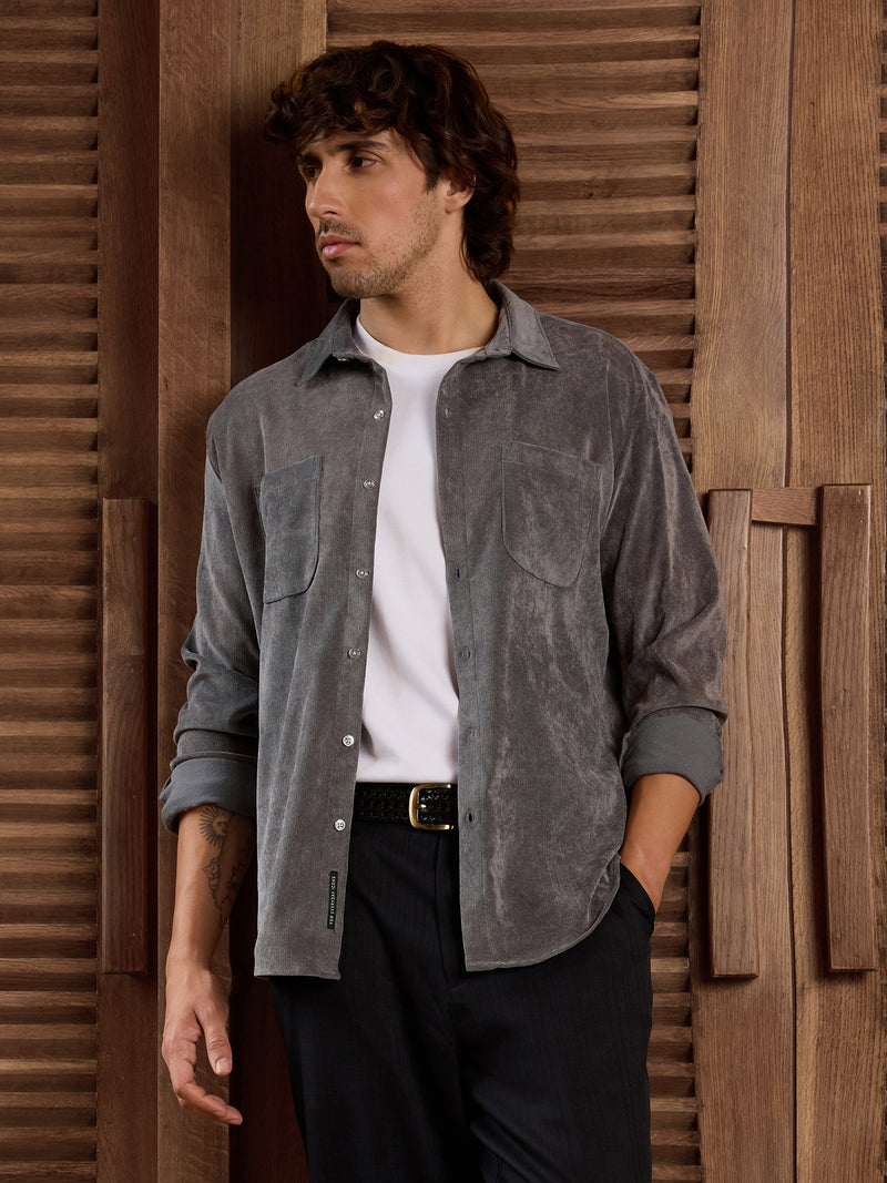 CAHOOT Men's Grey Self Design Shirt - view 2