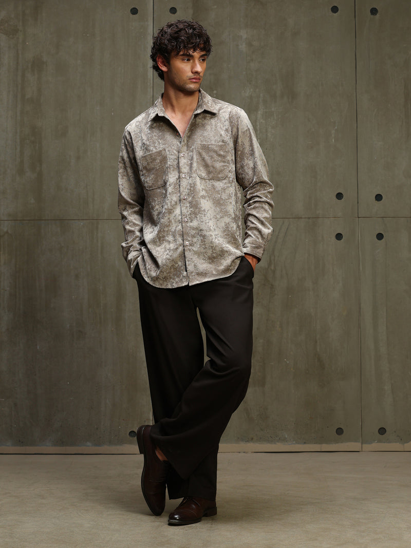 CAHOOT Men's Light Brown Corduroy Velvet Double Pocket Shirt - view 5