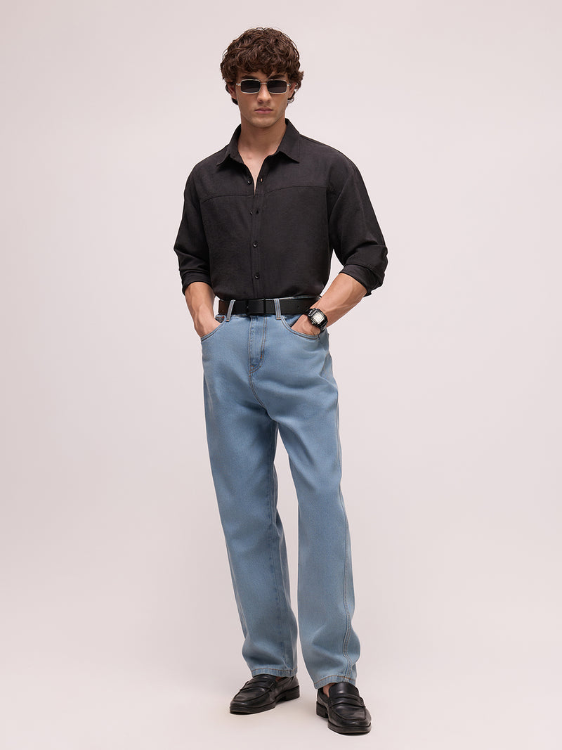 Men's Satin Solid Relaxed Fit Shirt