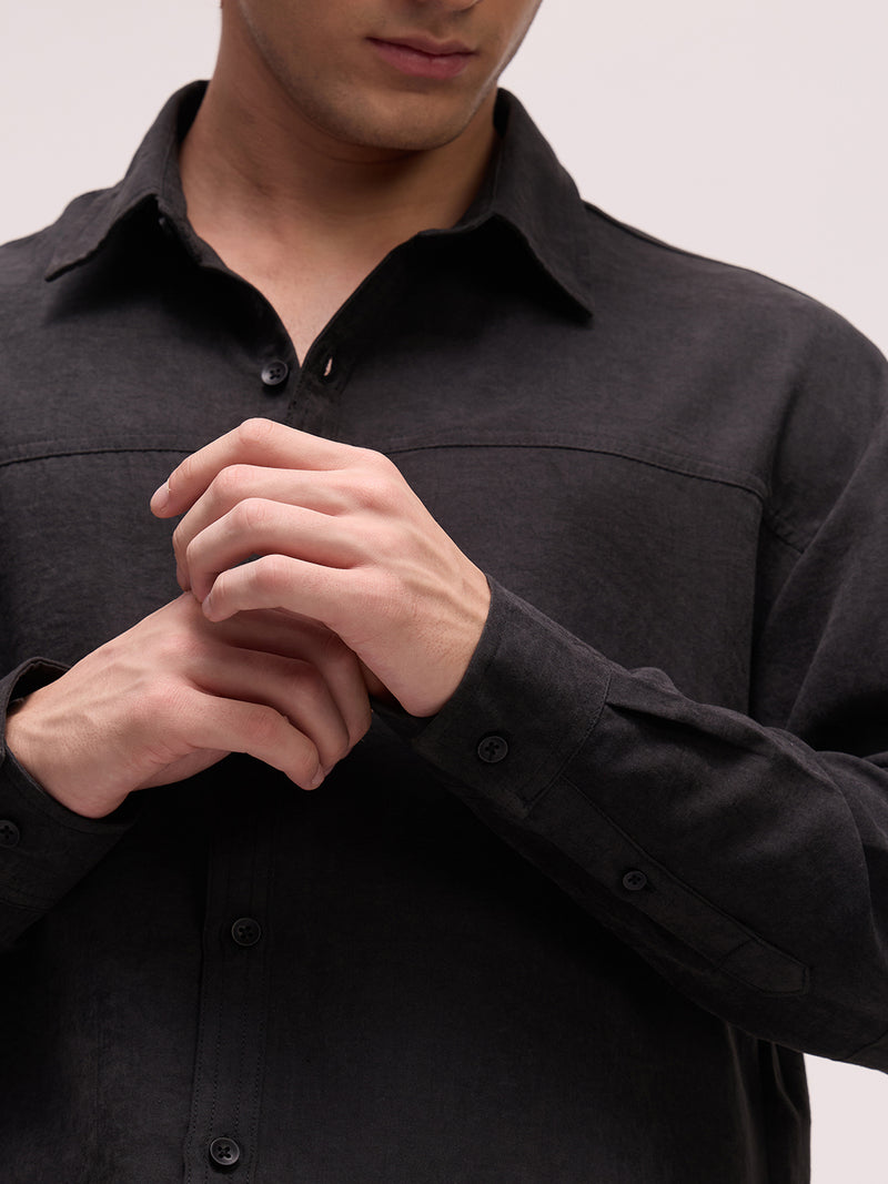 Men's Satin Solid Relaxed Fit Shirt