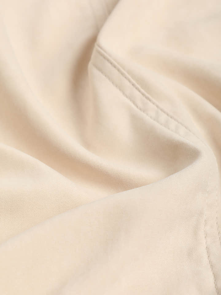 Beige Suede-Finish Shirt With Front Yoke Detail