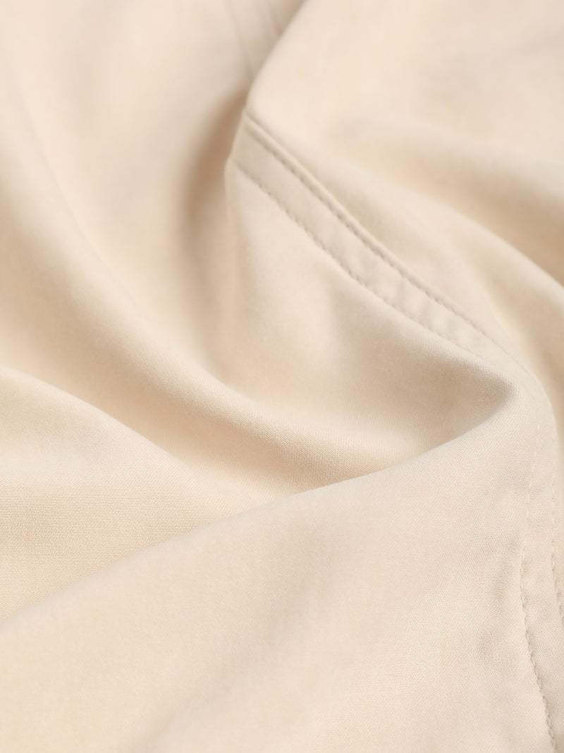 Beige Suede-Finish Shirt With Front Yoke Detail