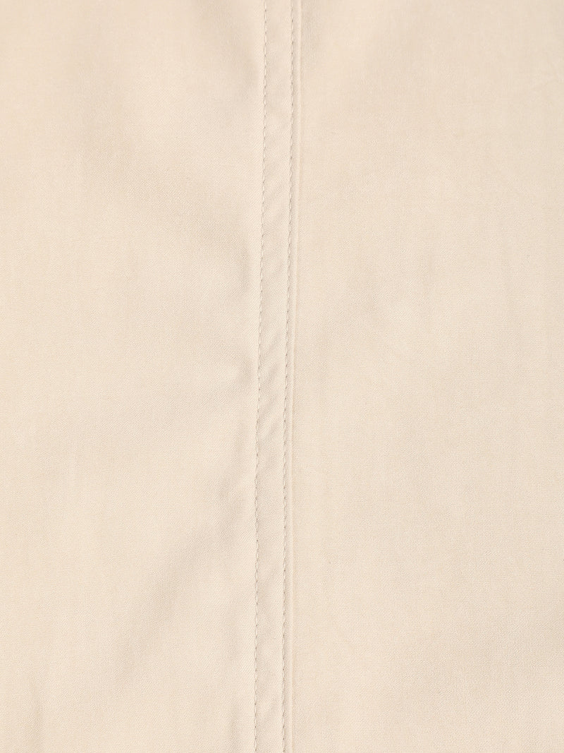Beige Suede-Finish Shirt With Front Yoke Detail