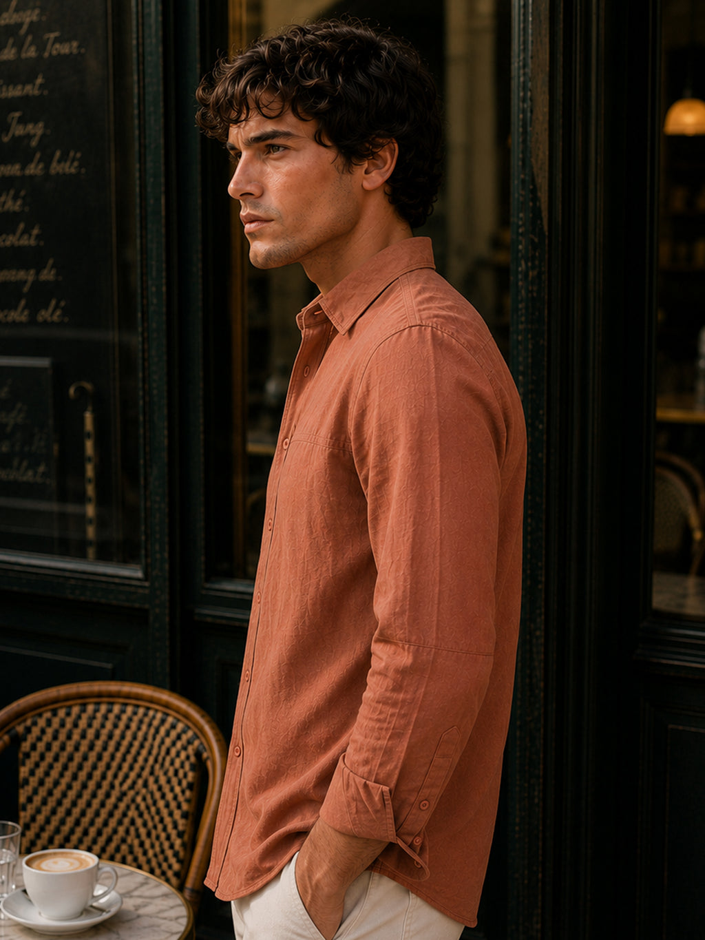 CAHOOT Men's Peach Solid Shirt - view 2