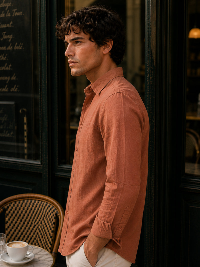 CAHOOT Men's Peach Solid Shirt - view 2