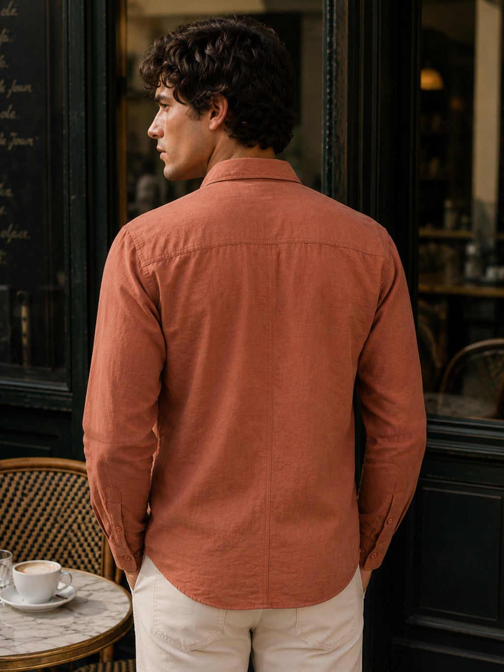 CAHOOT Men's Peach Solid Shirt - view 3