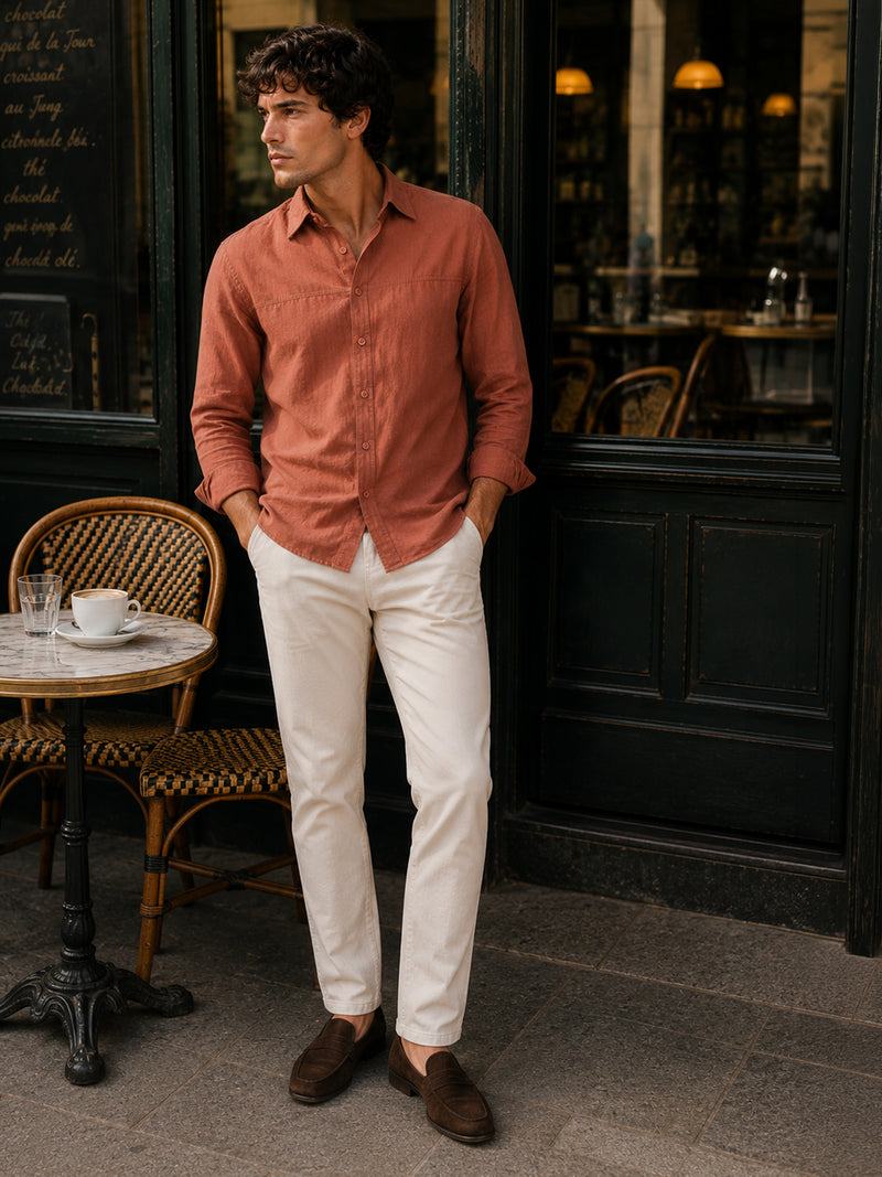 CAHOOT Men's Peach Solid Shirt - view 4