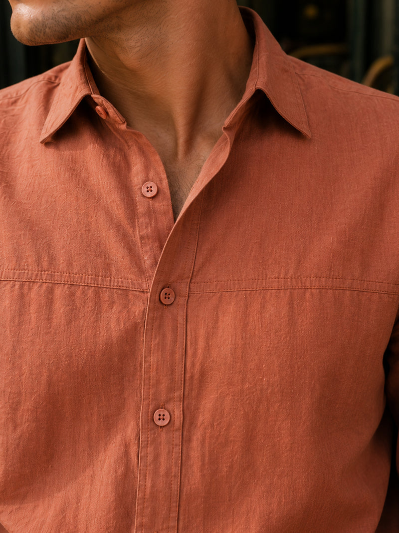 CAHOOT Men's Peach Solid Shirt - view 5