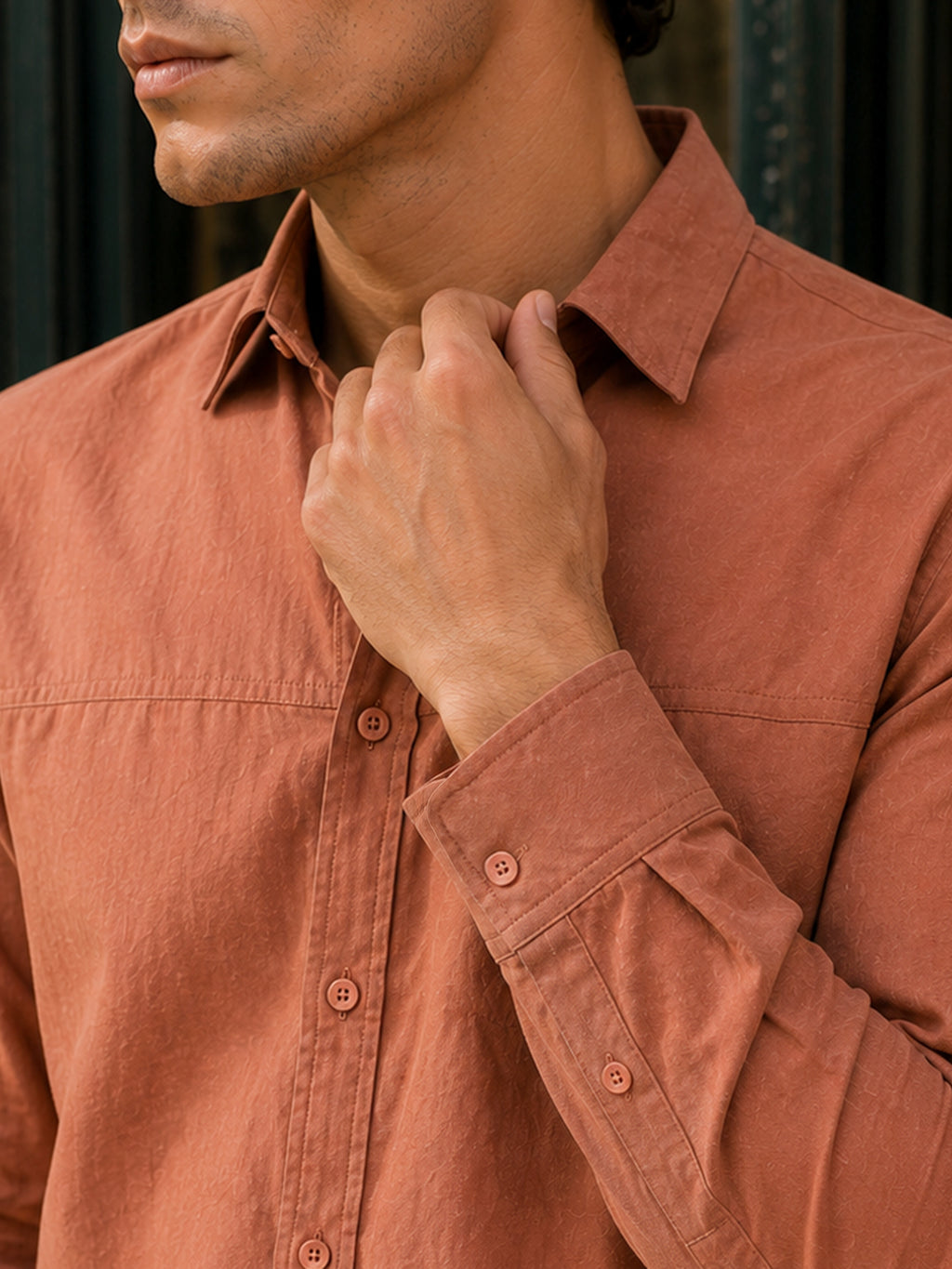 CAHOOT Men's Peach Solid Shirt - view 6