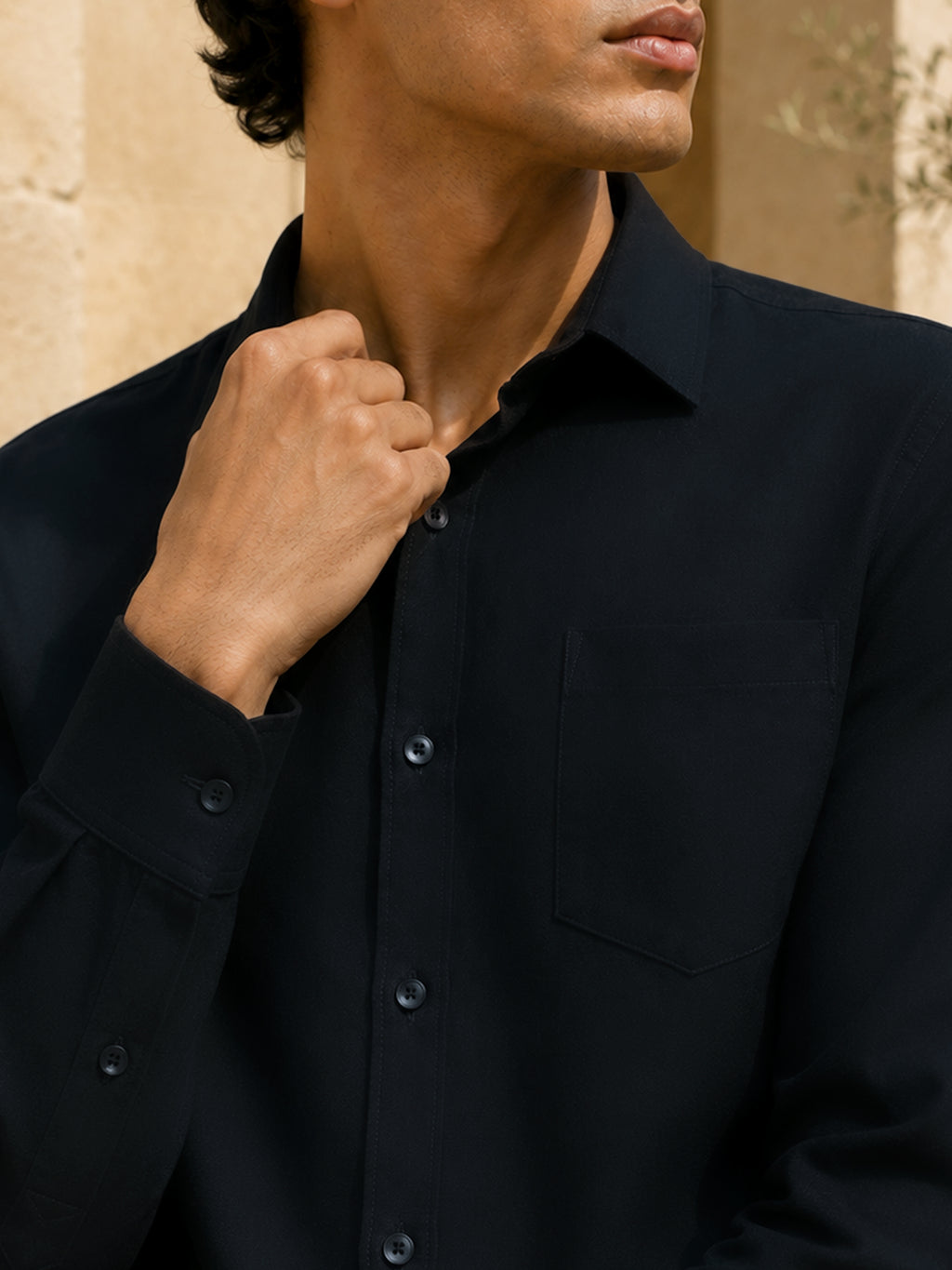 CAHOOT Black Solid Casual Shirt With Single Patch Pocket - view 6