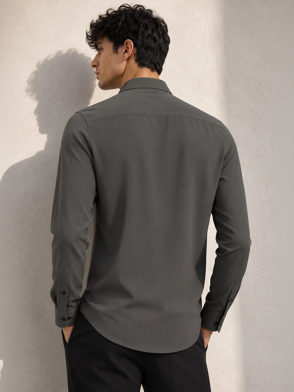 CAHOOT Olive Solid Casual Shirt With Single Patch Pocket - view 3