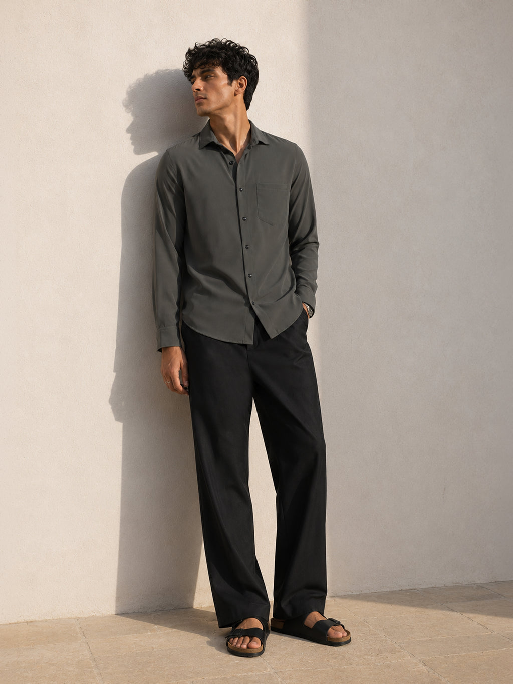 CAHOOT Olive Solid Casual Shirt With Single Patch Pocket - view 4