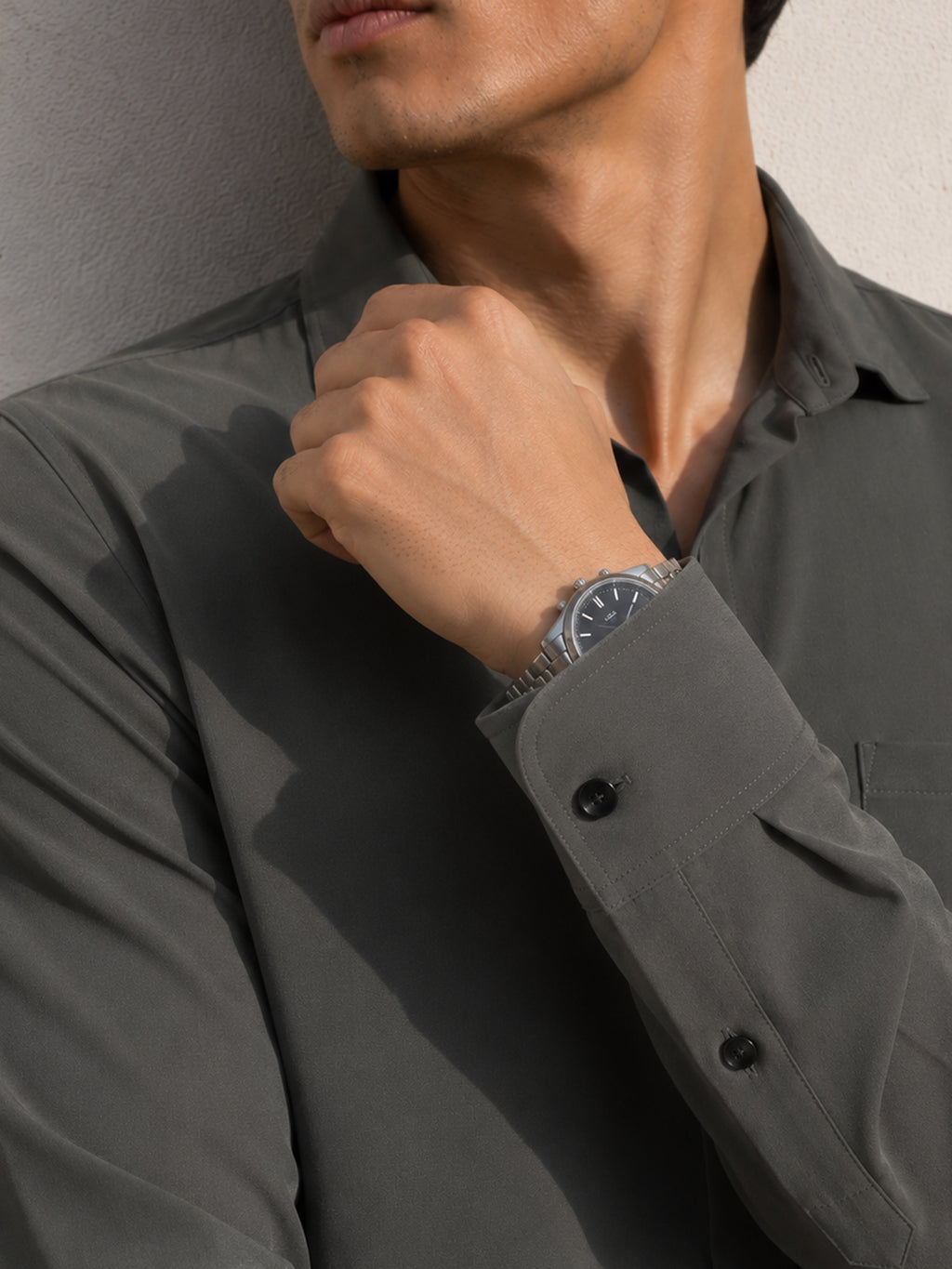 CAHOOT Olive Solid Casual Shirt With Single Patch Pocket - view 6