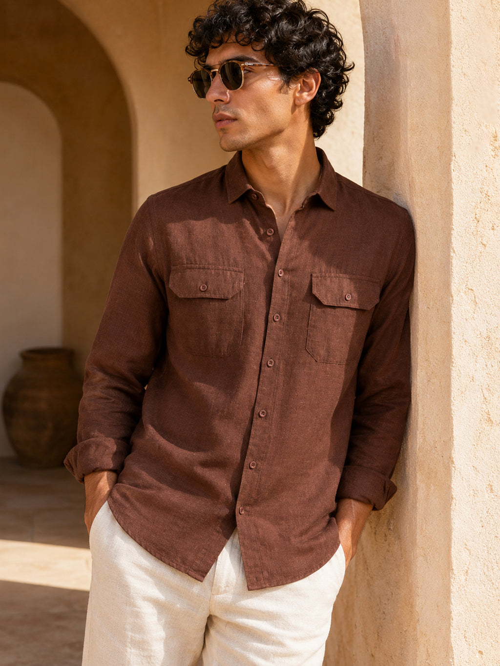 CAHOOT Men's Brown Solid Shirt - view 1