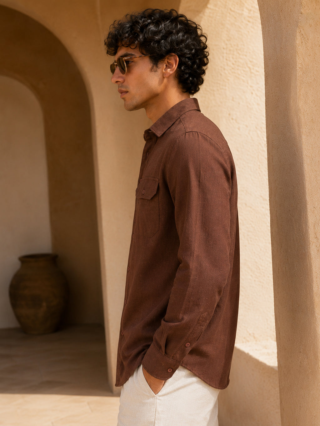 CAHOOT Men's Brown Solid Shirt - view 2