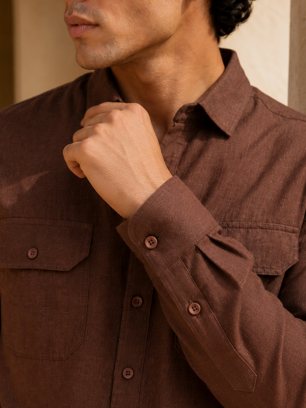 CAHOOT Men's Brown Solid Shirt - view 6