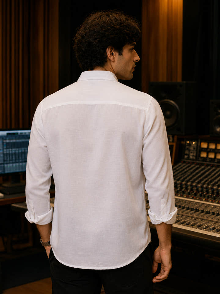 CAHOOT White Solid Oversized Fit Shirt With Utility Pockets - view 3