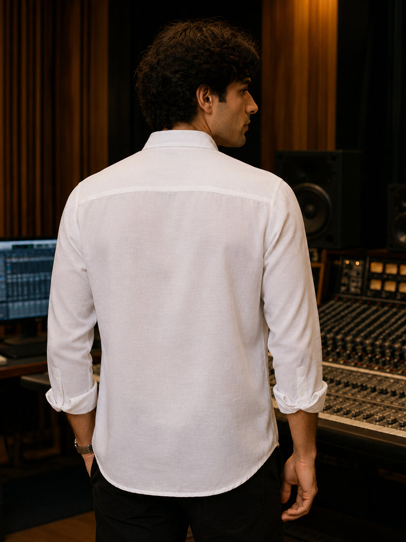 CAHOOT White Solid Oversized Fit Shirt With Utility Pockets - view 3