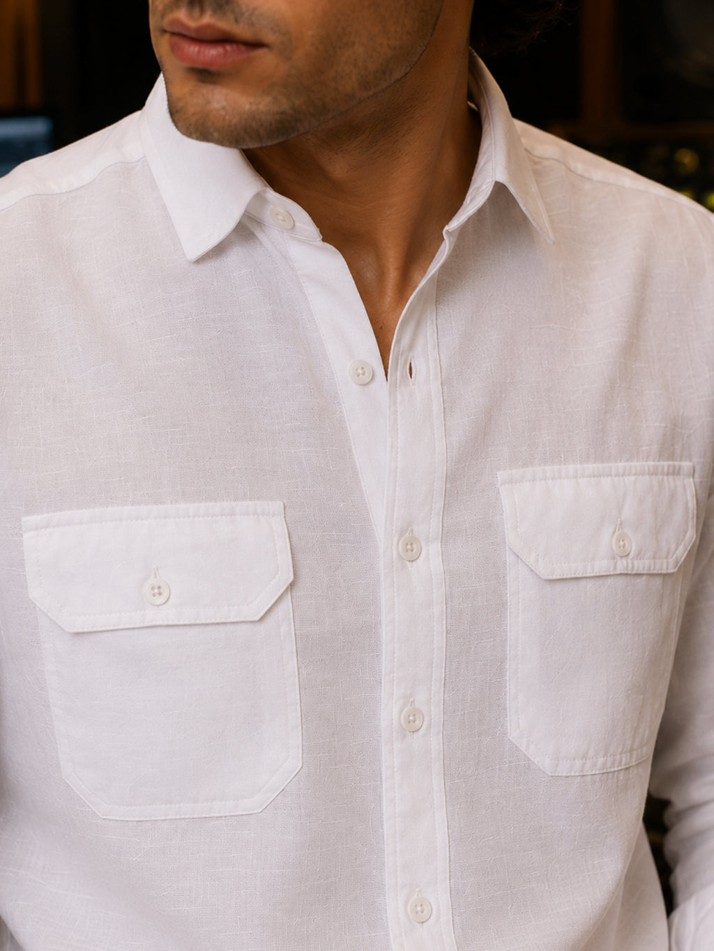 CAHOOT White Solid Oversized Fit Shirt With Utility Pockets - view 5