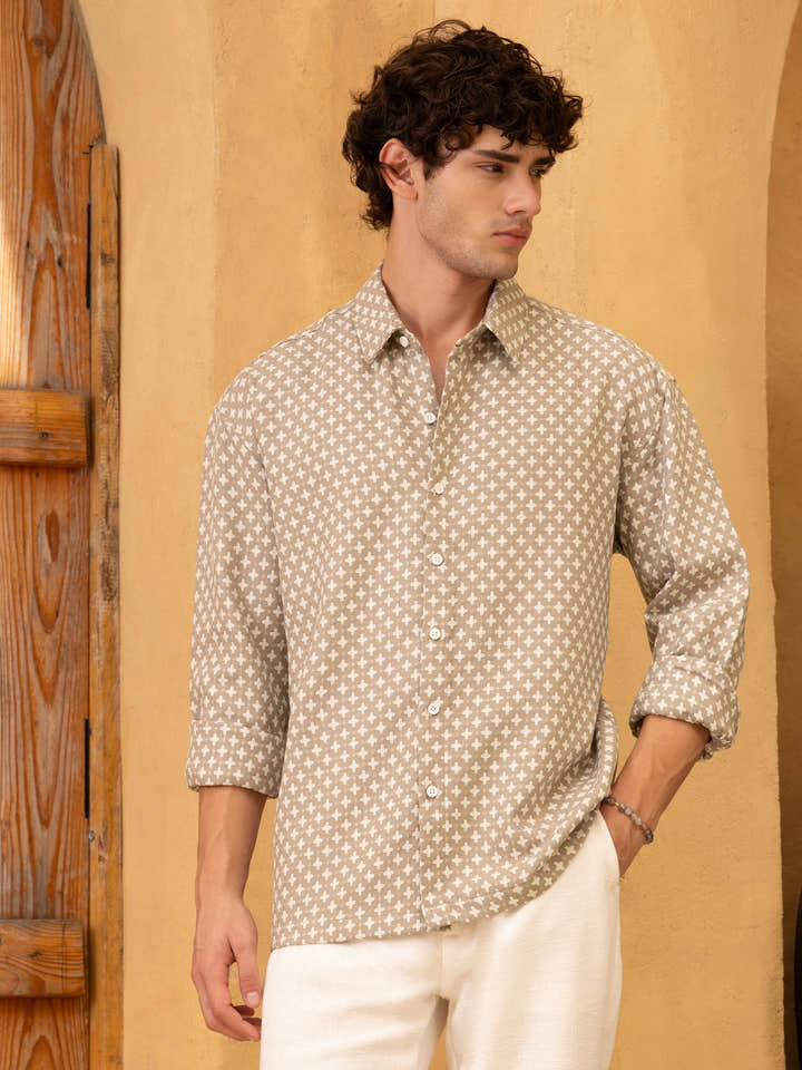 Yarn Dyed Jacquard Regular Fit Shirt