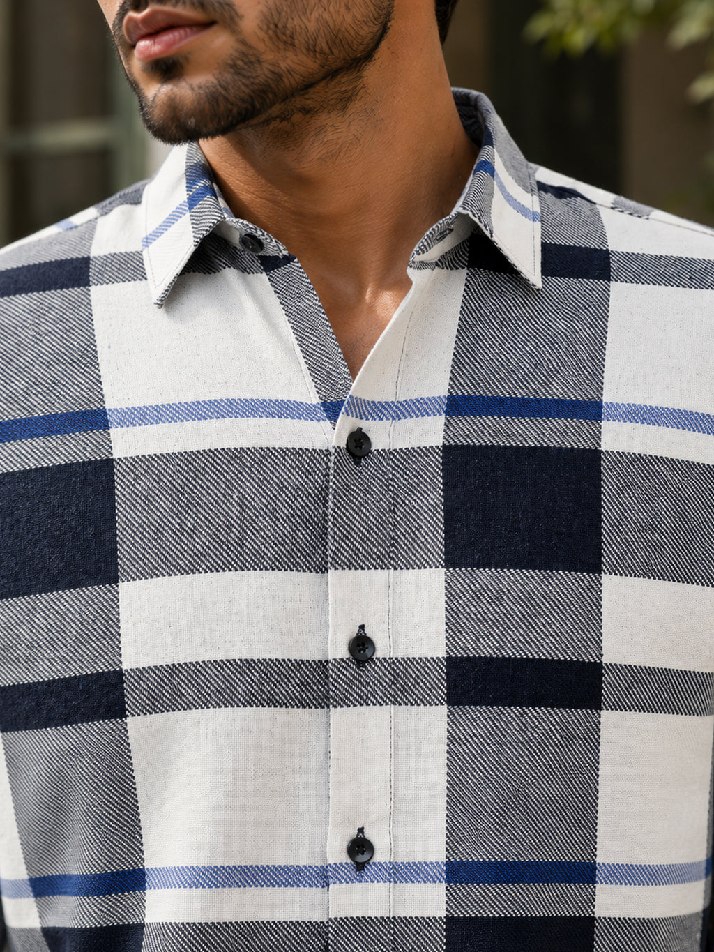 CAHOOT Men's Navy & White Checkered Oversized Fit Shirt - view 6