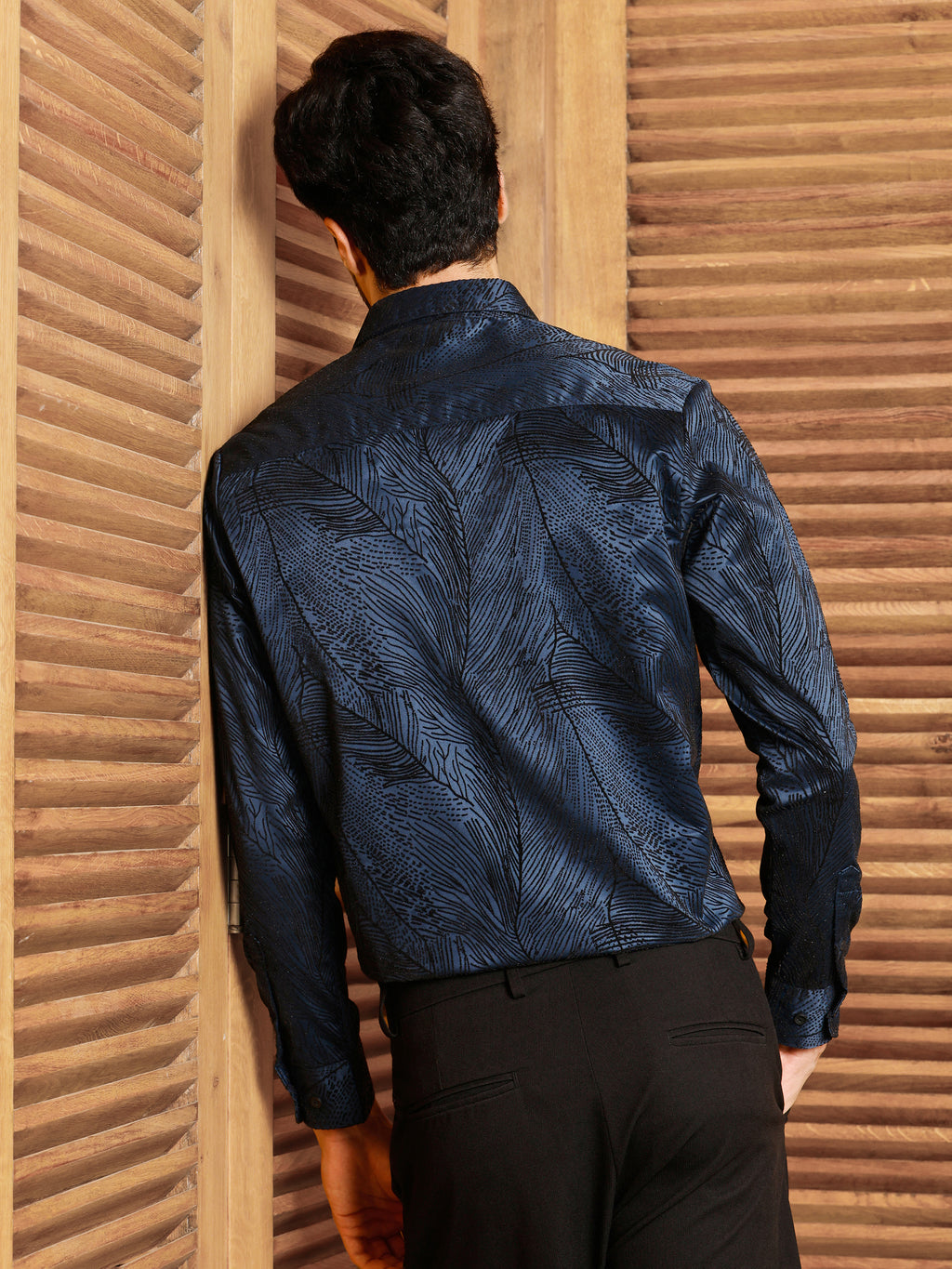 CAHOOT Men's Blue Self Design Shirt - view 4