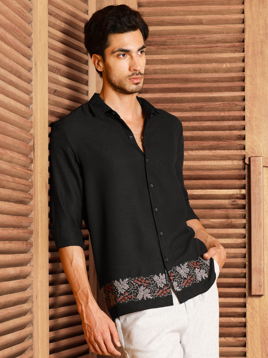 CAHOOT Men's Black Self Design Shirt - view 3