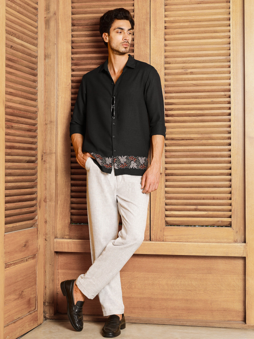 CAHOOT Men's Black Self Design Shirt - view 5