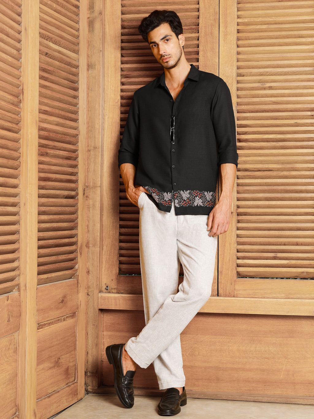 CAHOOT Men's Black Self Design Shirt - view 6