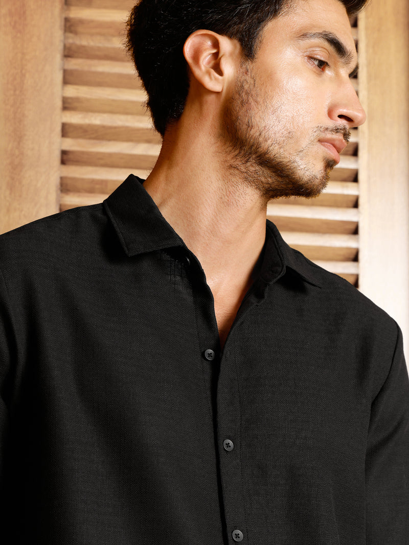 CAHOOT Men's Black Self Design Shirt - view 7