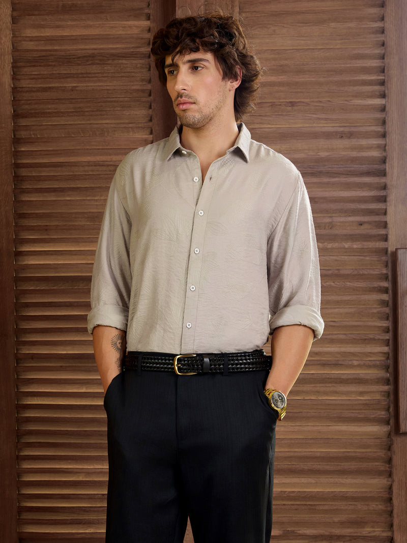 CAHOOT Men's Grey Self Design Shirt - view 6