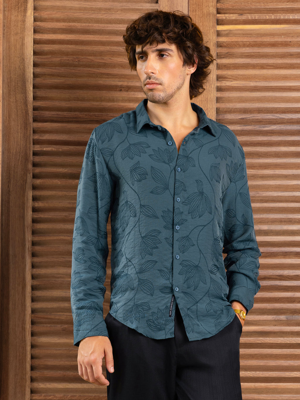 CAHOOT Men's Blue Self Design Shirt - view 3