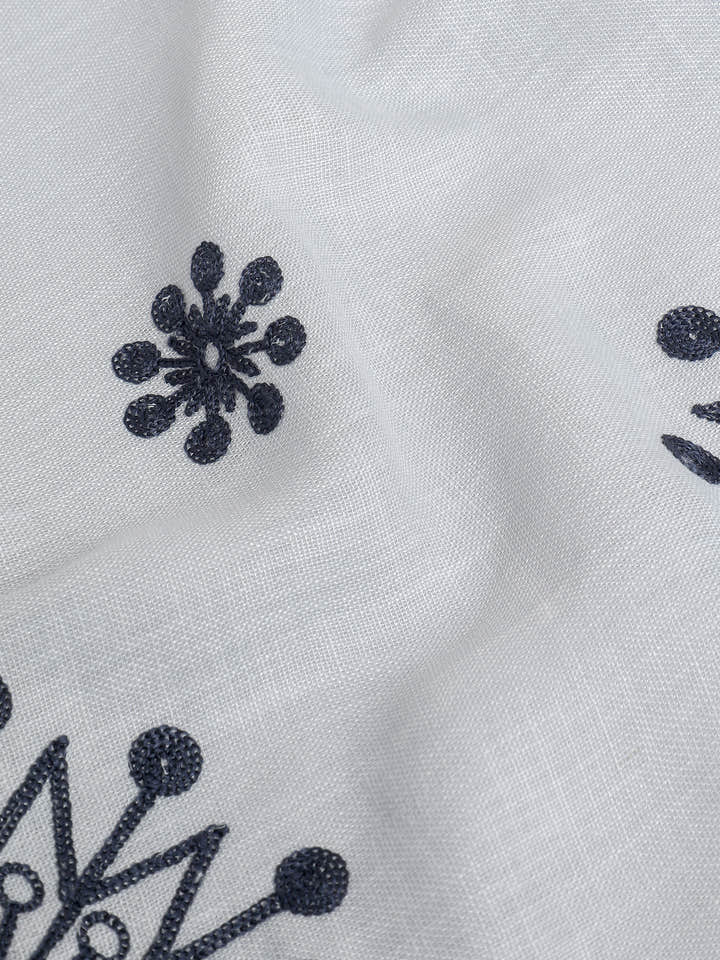 CAHOOT Men's Light Grey Floral Placement Embroidered Shirt - view 7