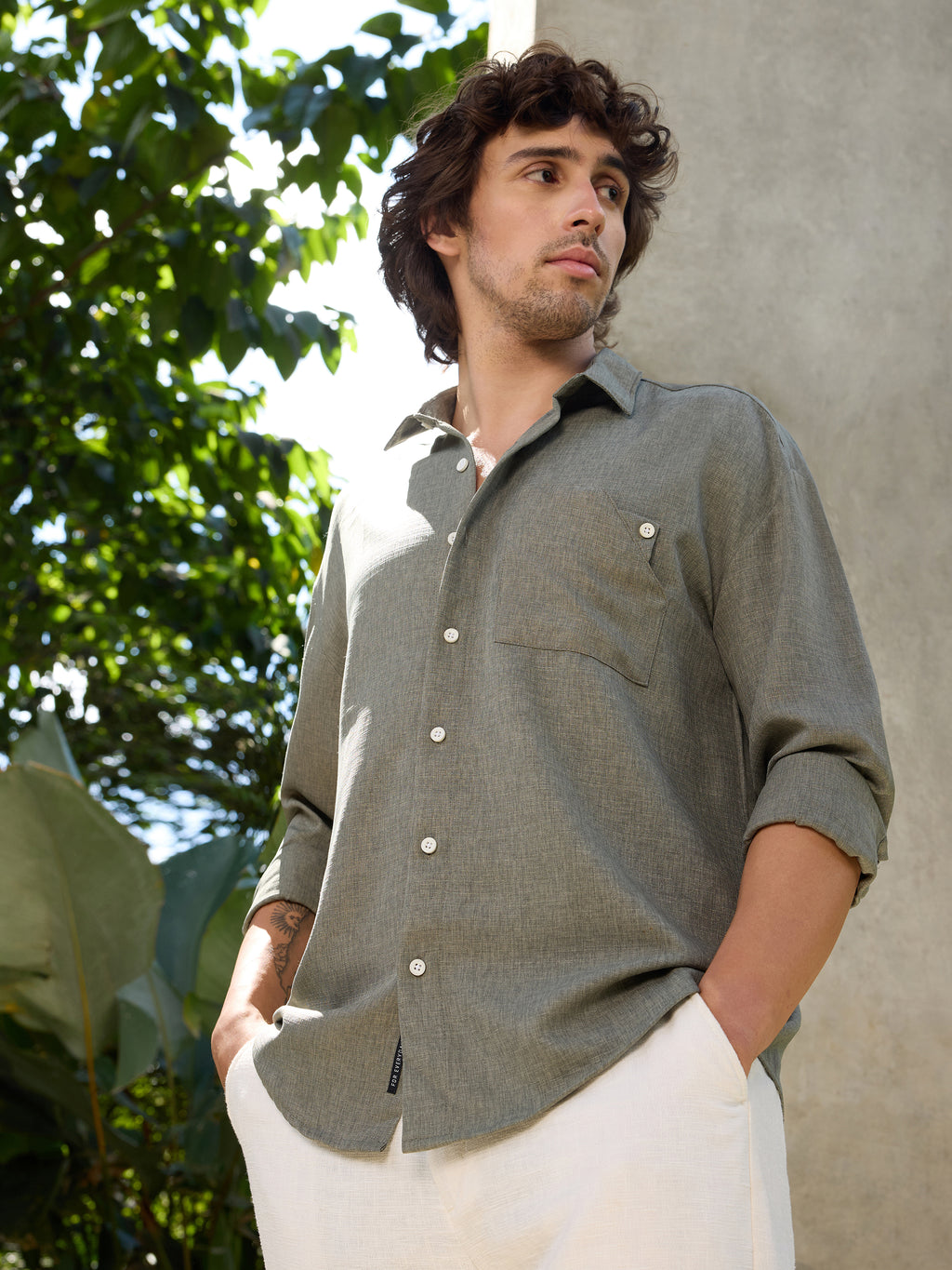 CAHOOT Men's Green Solid Shirt - view 1