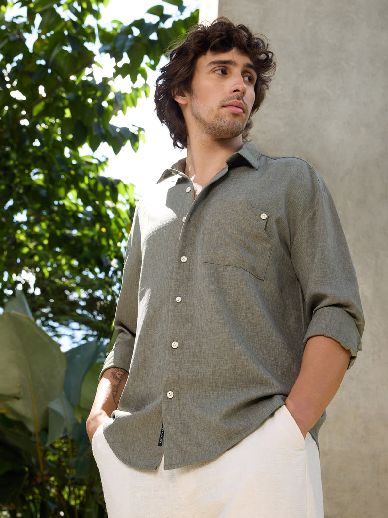 CAHOOT Men's Green Solid Shirt - view 1