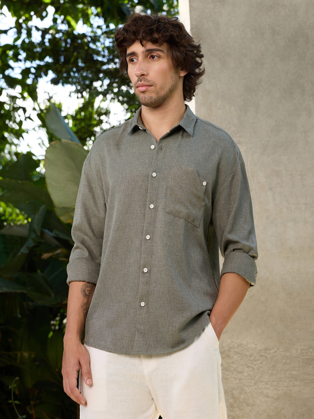 CAHOOT Men's Green Solid Shirt - view 2
