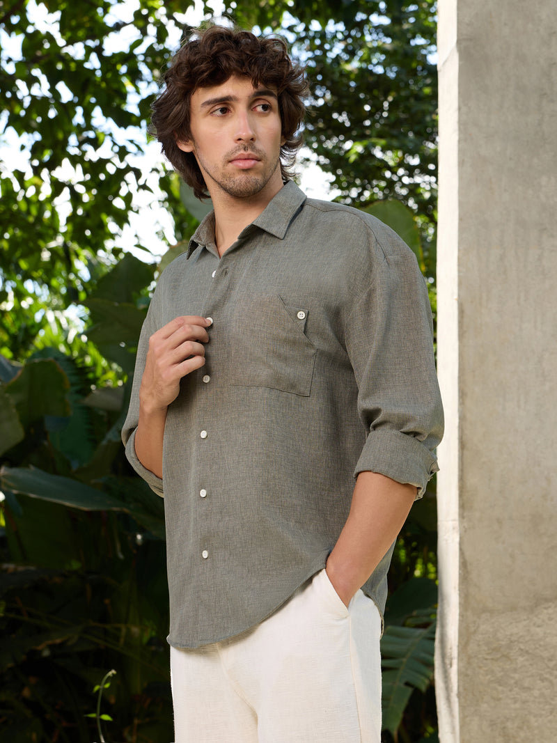 CAHOOT Men's Green Solid Shirt - view 3
