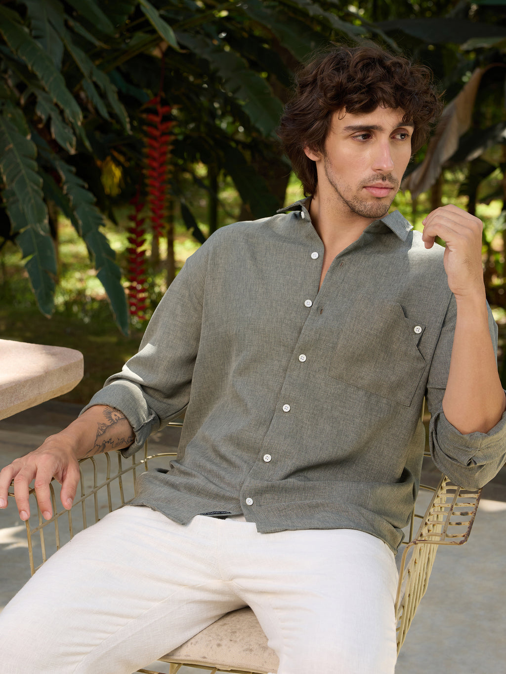 CAHOOT Men's Green Solid Shirt - view 7