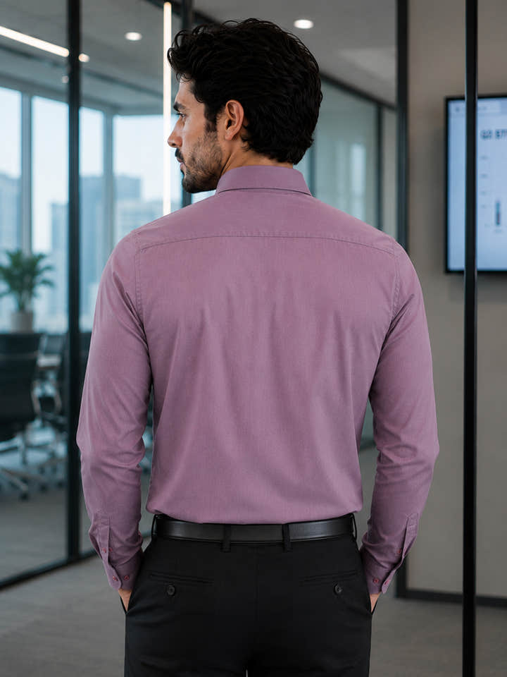 CAHOOT Men's Lavender Button Down Collar Slim Fit Shirt - view 4