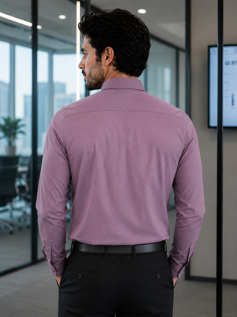 CAHOOT Men's Lavender Button Down Collar Slim Fit Shirt - view 4