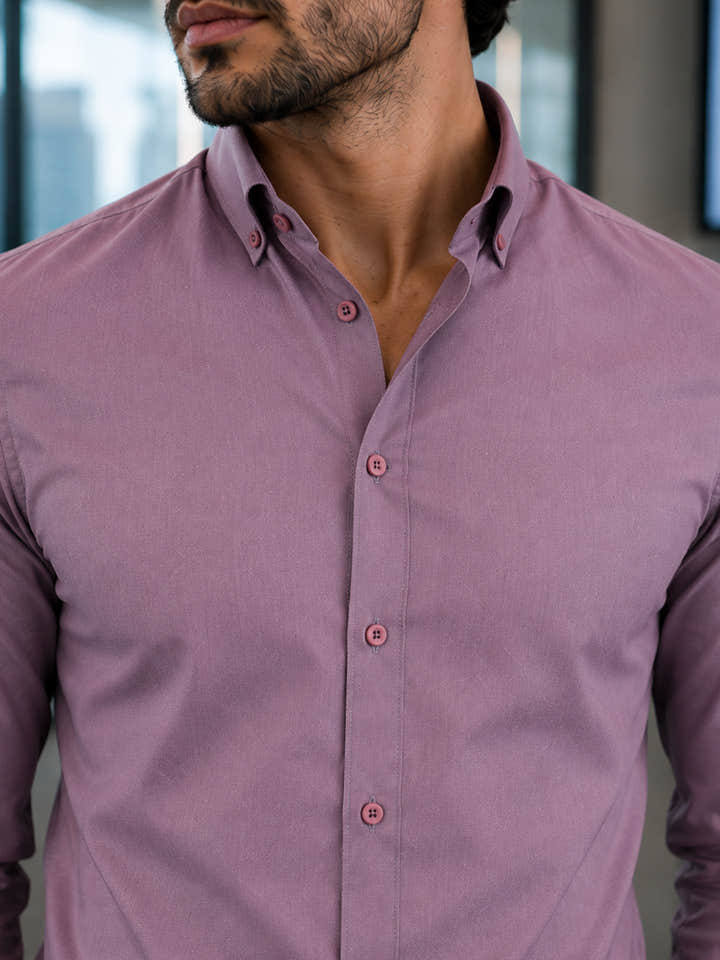 CAHOOT Men's Lavender Button Down Collar Slim Fit Shirt - view 6